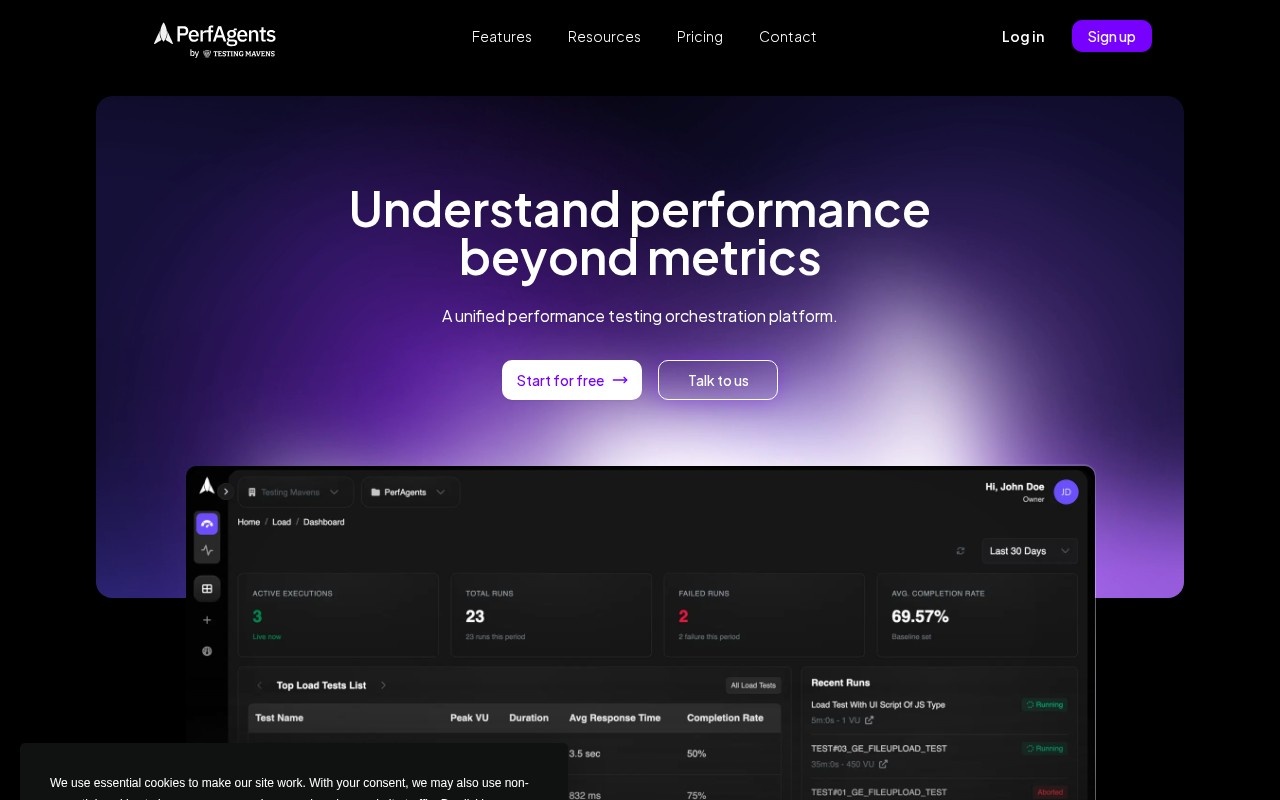 PerfAgents官网截图