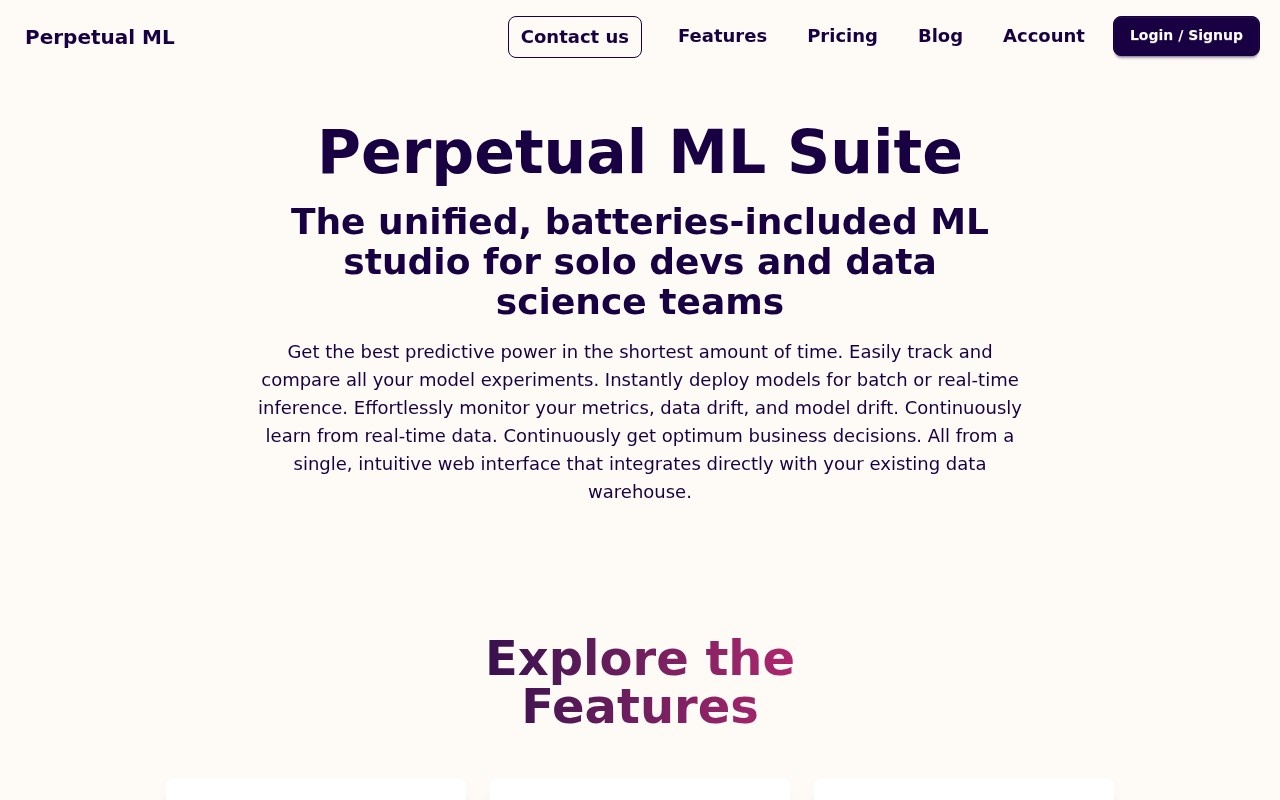 Perpetual ML官网截图