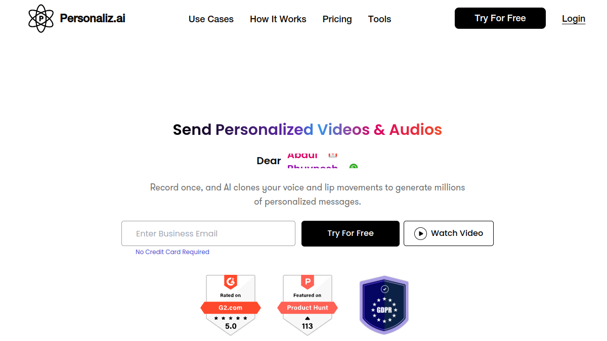 Personaliz.ai官网截图