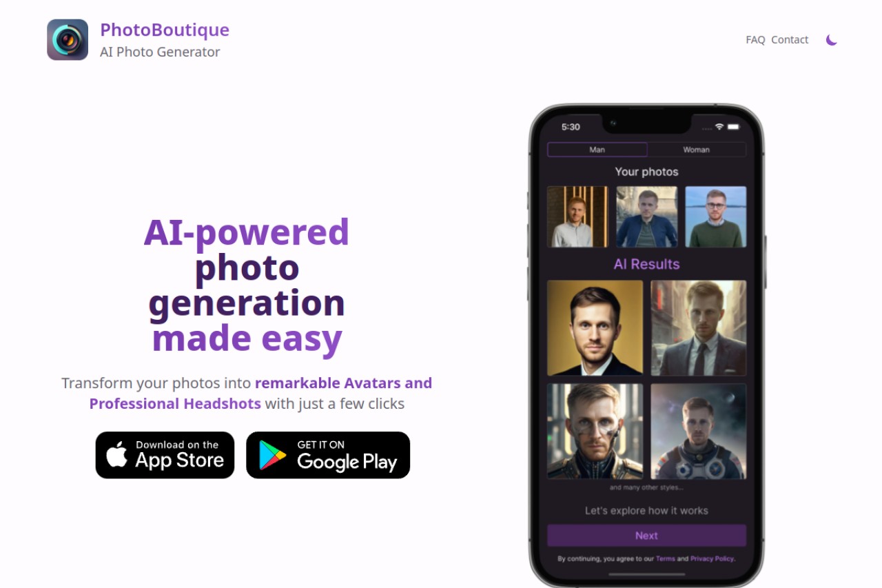 PhotoBoutique - AI Avatar maker官网截图