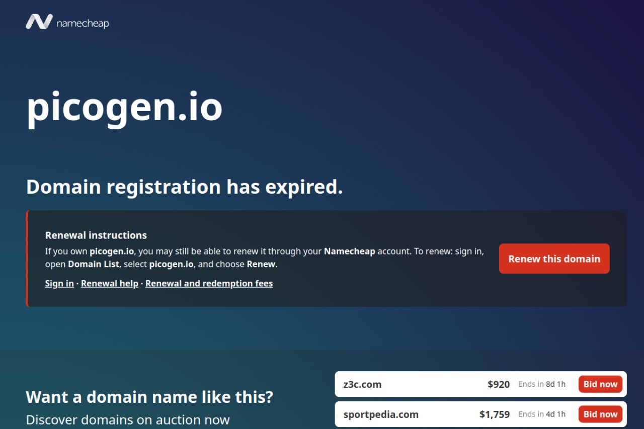 Picogen官网截图