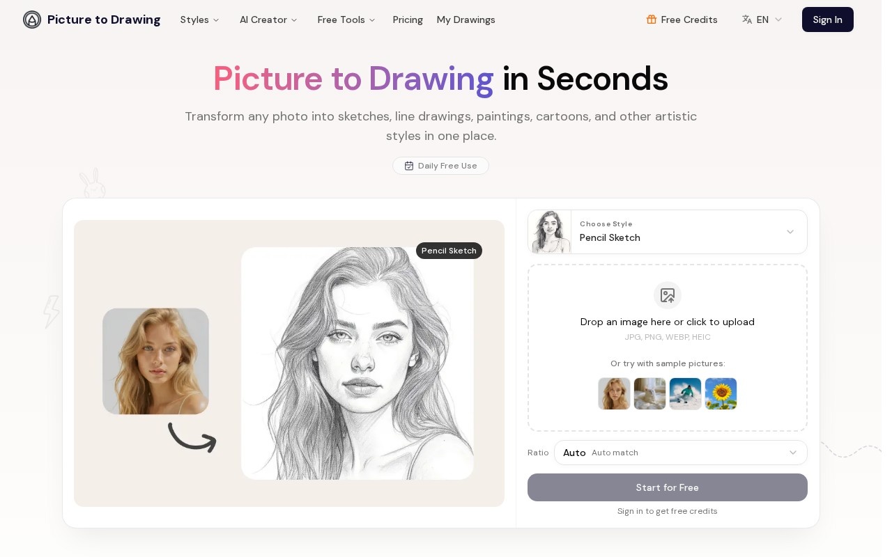 Picture to Drawing官网截图