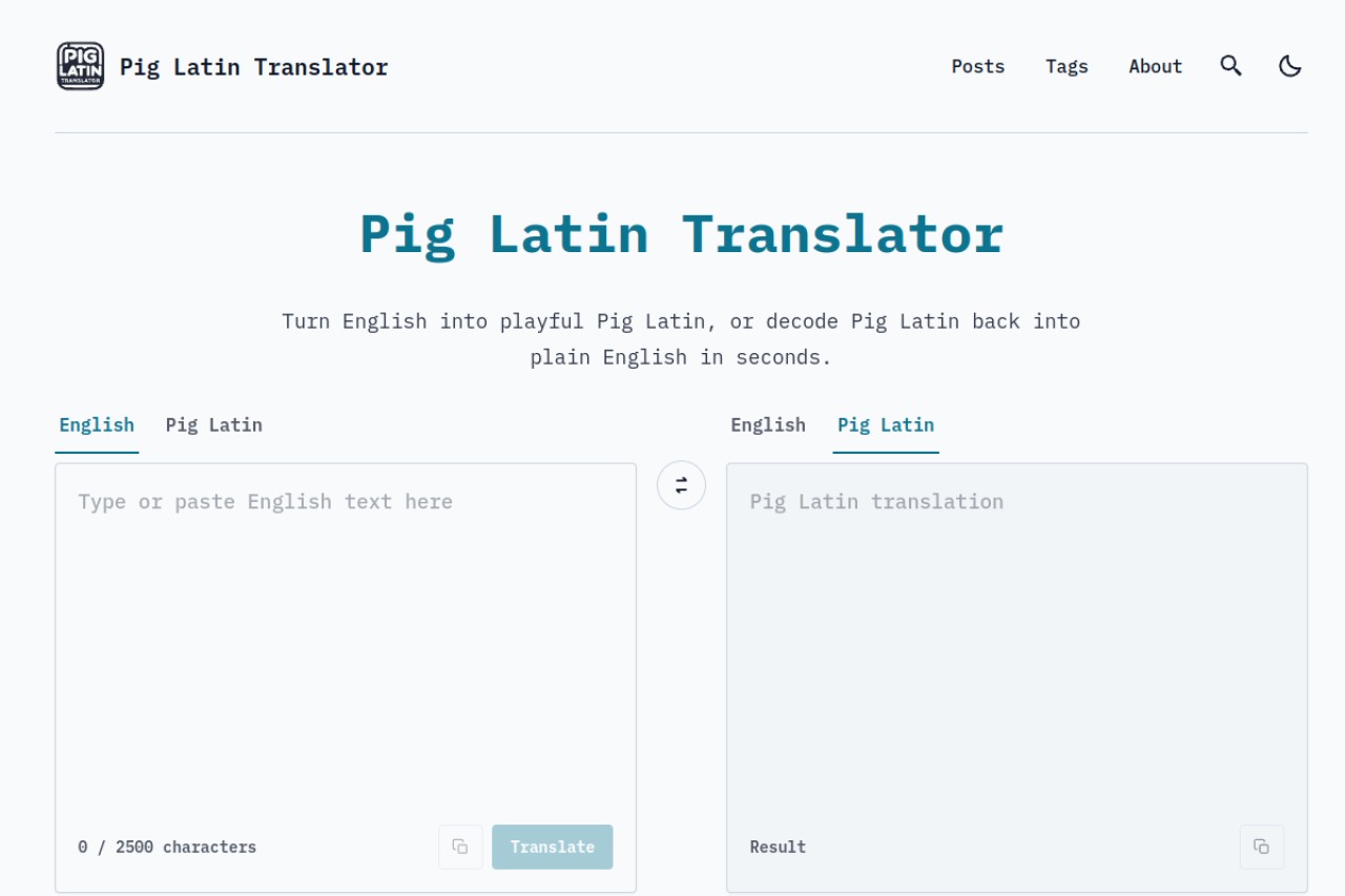 Pig Latin Translator官网截图