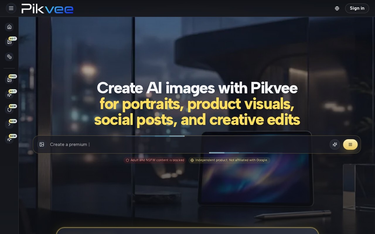 Pikvee: Free Nano Banana Pro AI Image Generator官网截图
