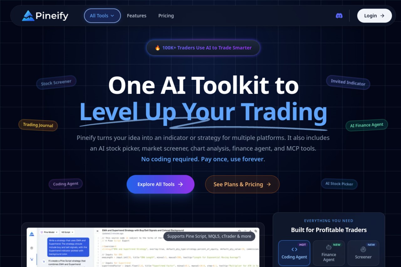 Pineify - Pine Script AI & Finance AI Agent官网截图