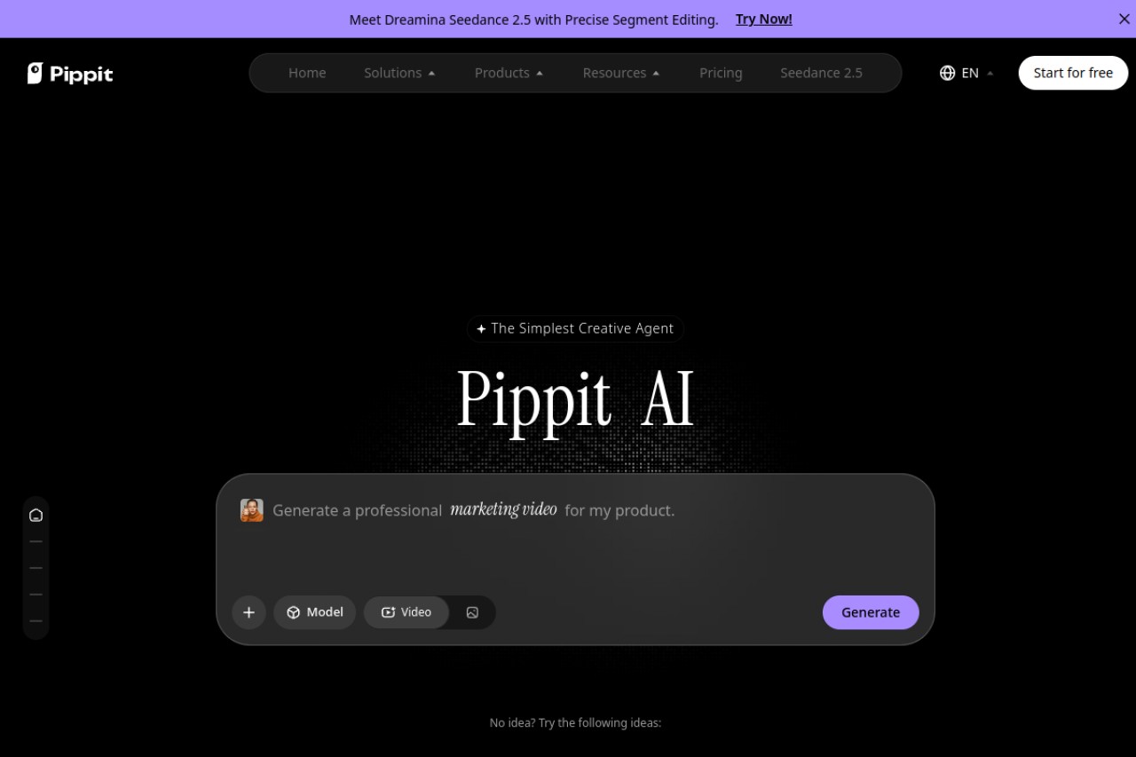 Pippit AI官网截图
