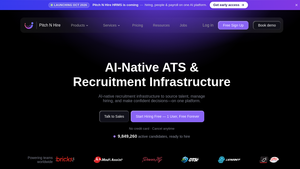 Pitch N Hire Applicant Tracking Software官网截图