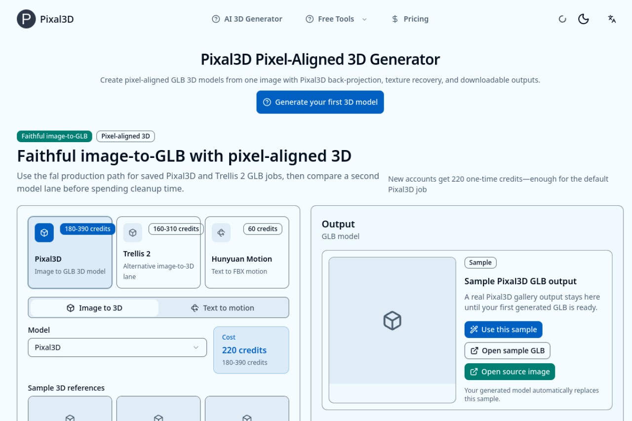 Pixal3d.ai官网截图