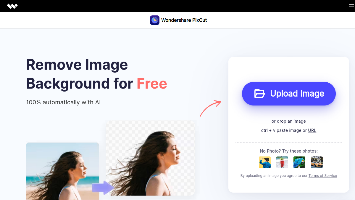 Wondershare Pixcut官网截图