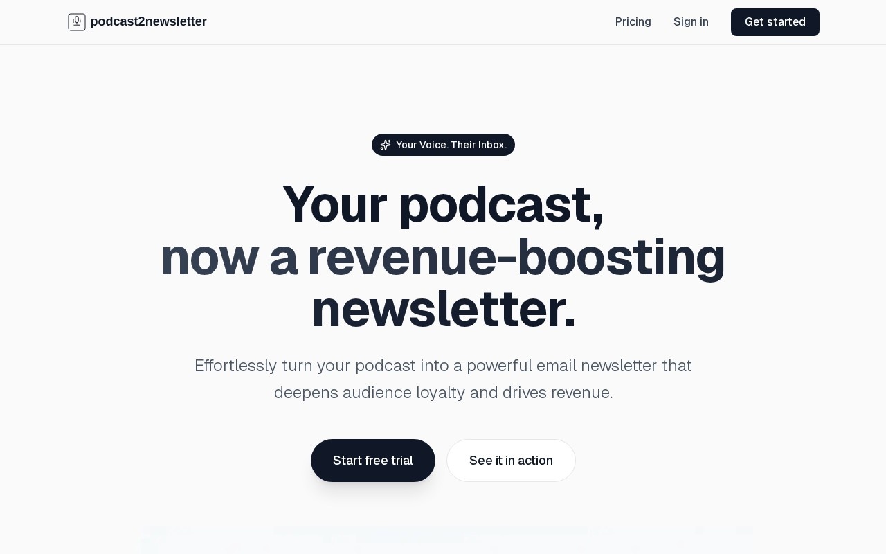 Podcast 2 Newsletter官网截图