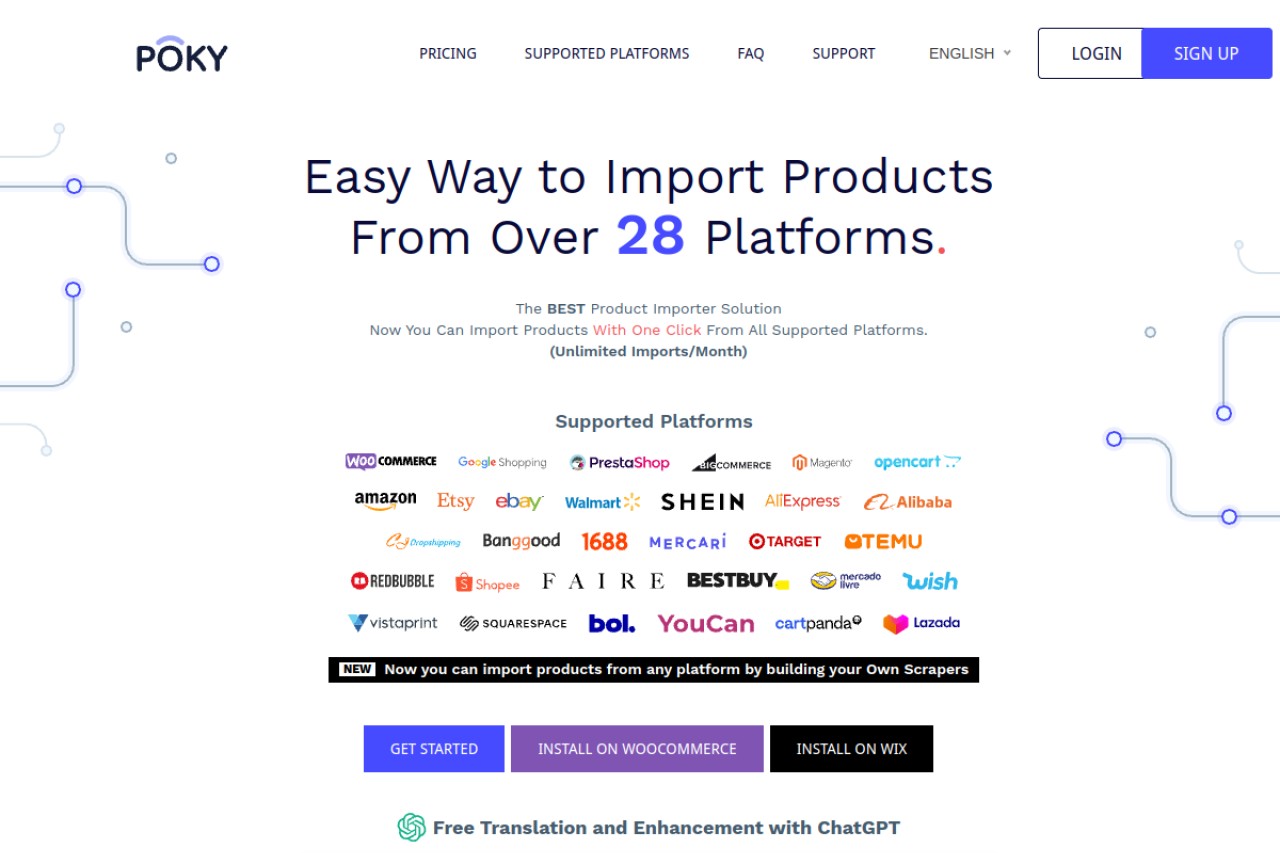 POKY - Product Importer官网截图