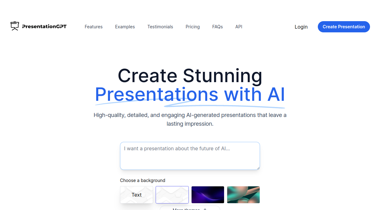 PresentationGPT官网截图