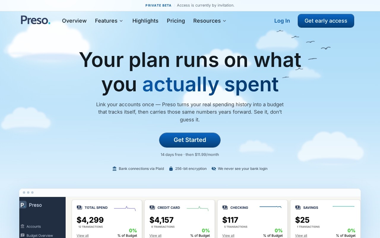 Preso Budget官网截图