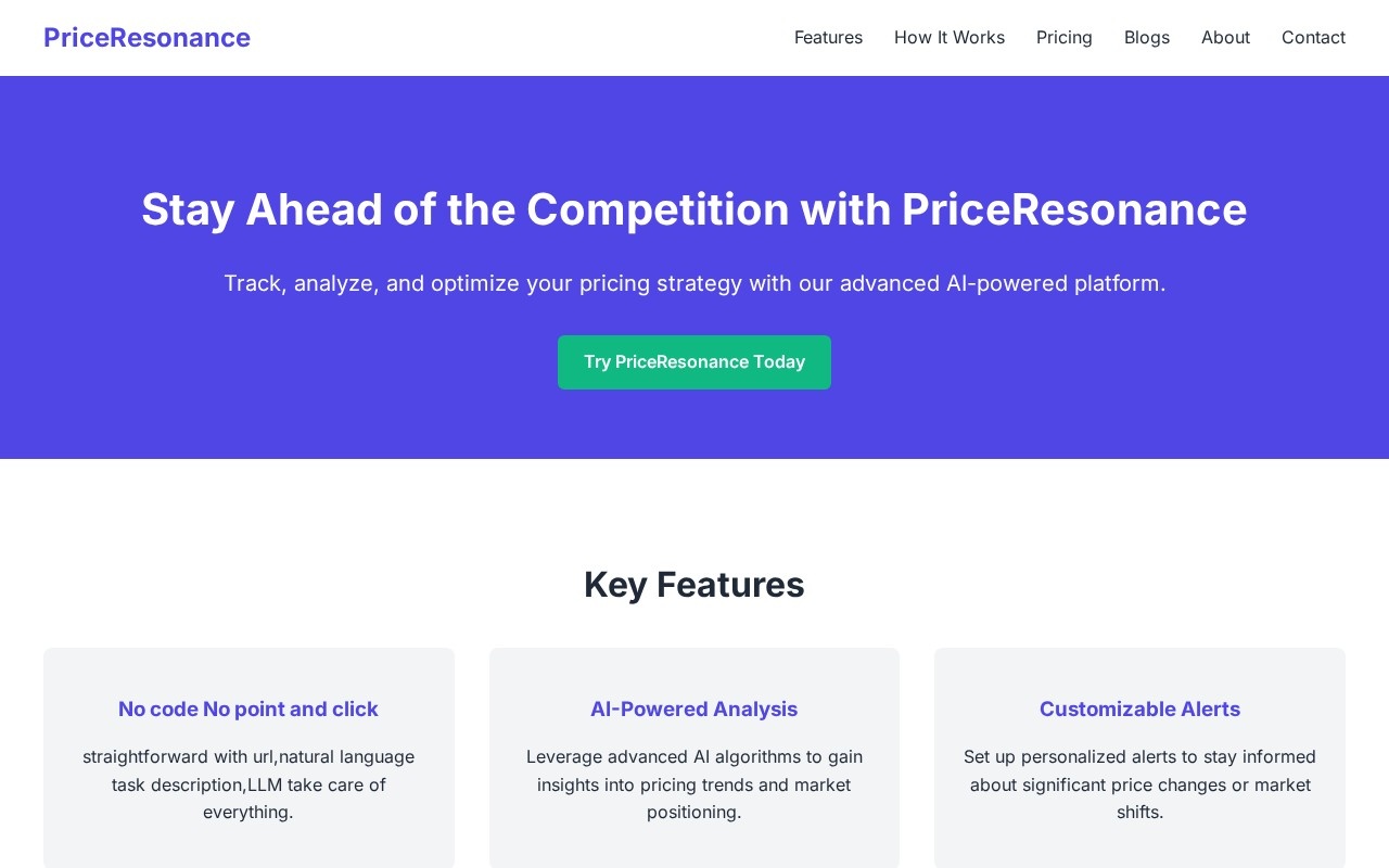 PriceResonance官网截图