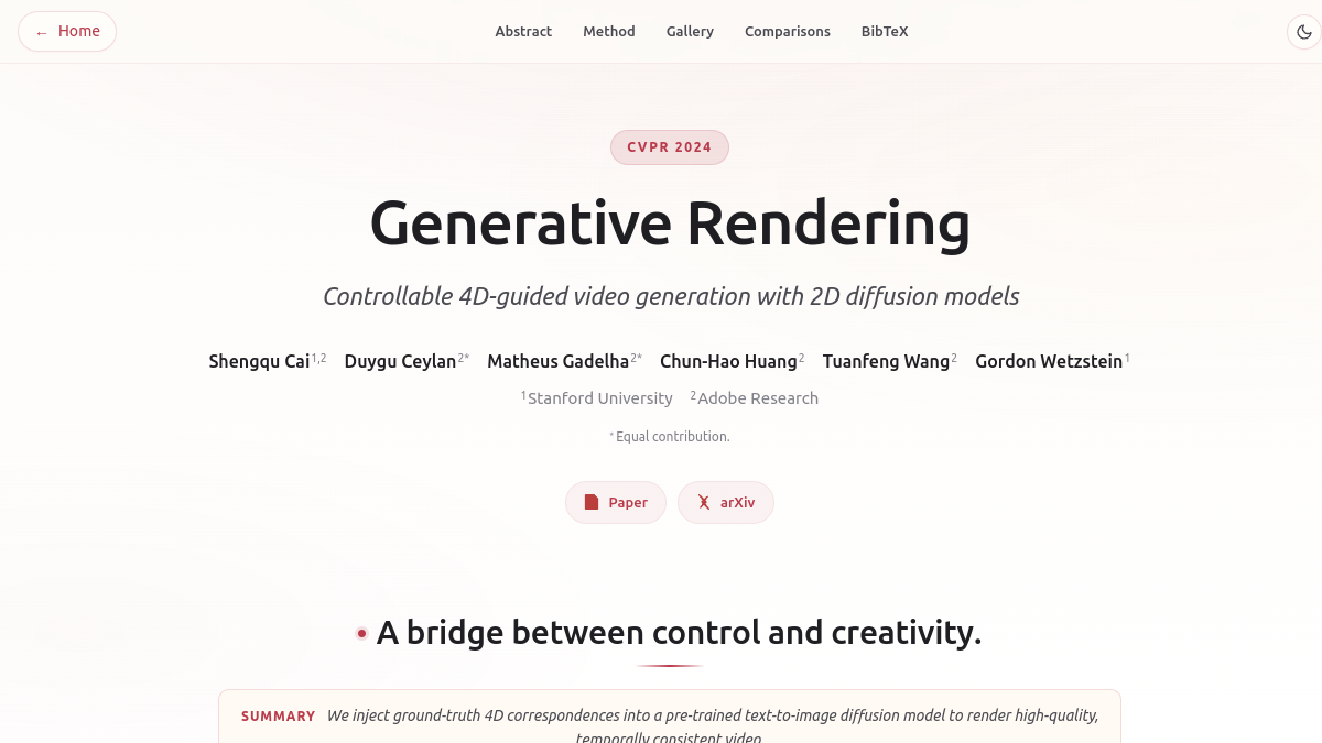 Generative Rendering：2D mesh官网截图