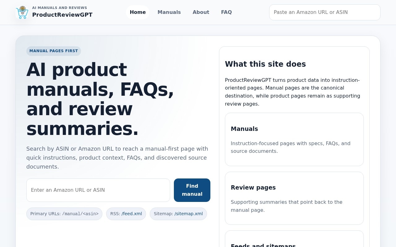 AI Amazon Product Reviews / Manuals官网截图
