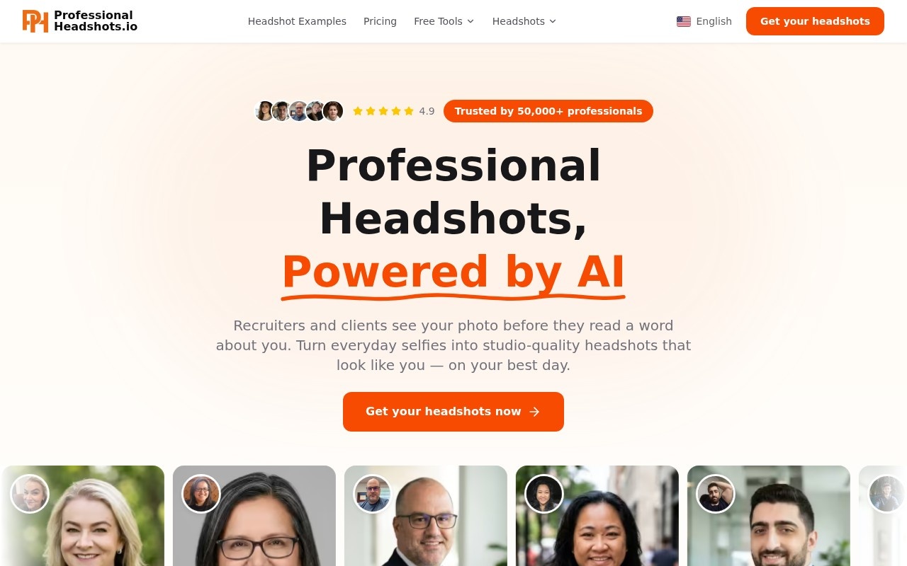 ProfessionalHeadshot.io官网截图