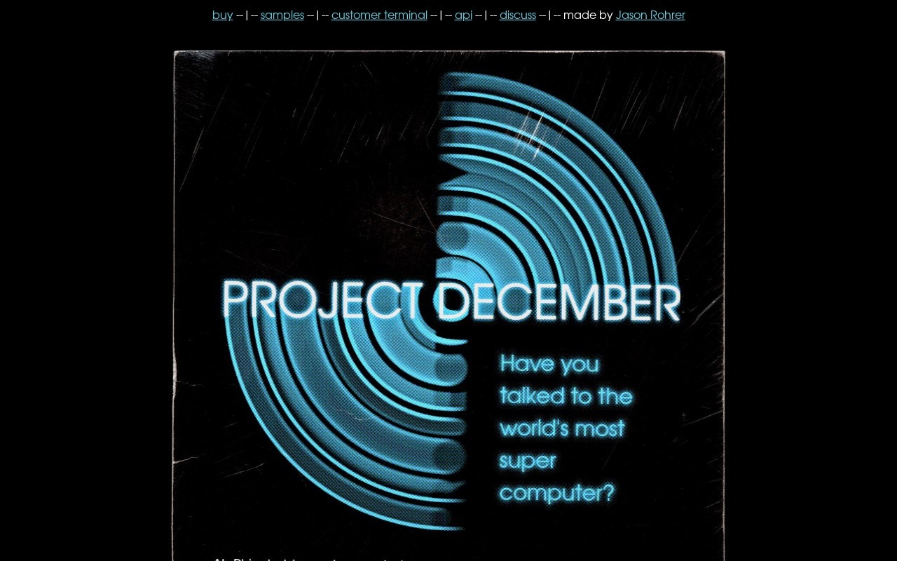 Project December官网截图