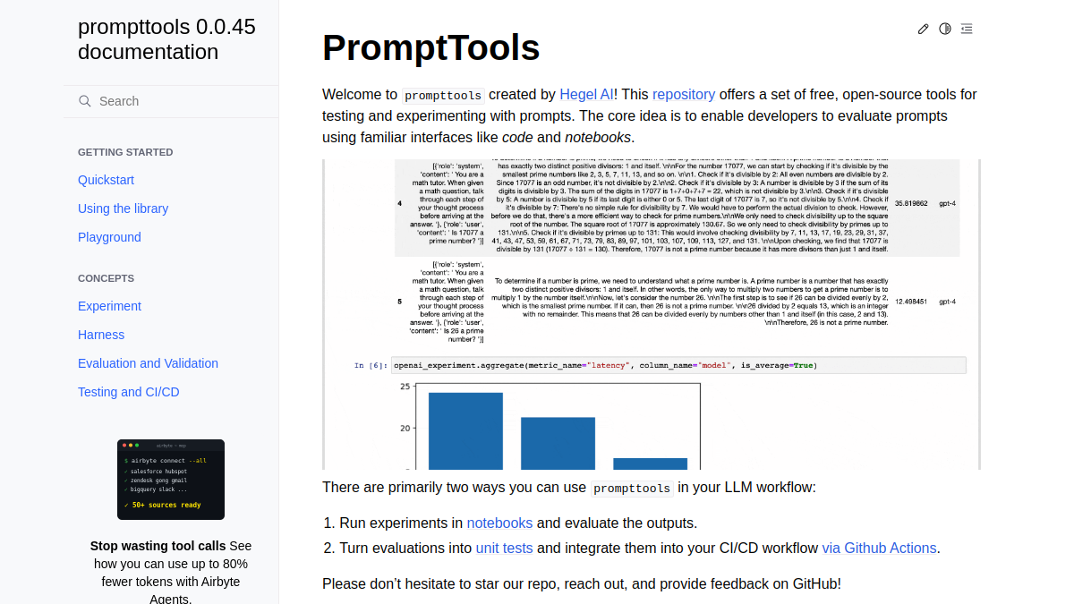 PromptTools官网截图