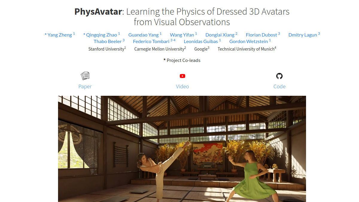 PhysAvatar官网截图