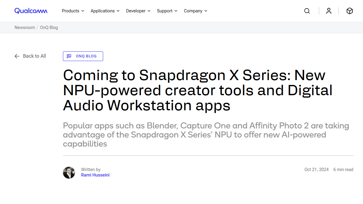 Snapdragon X Series官网截图