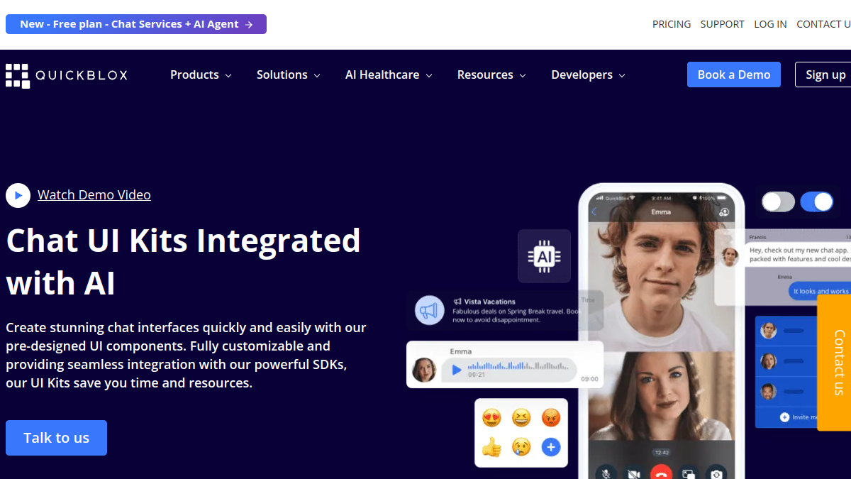 QuickBlox Chat UI Kits官网截图