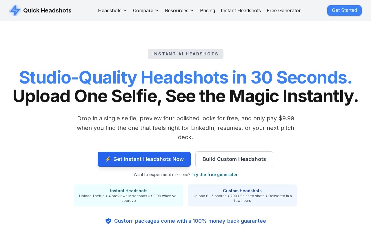 Quick Headshots官网截图
