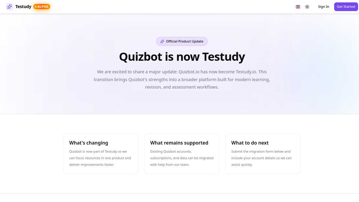 Quizbot官网截图