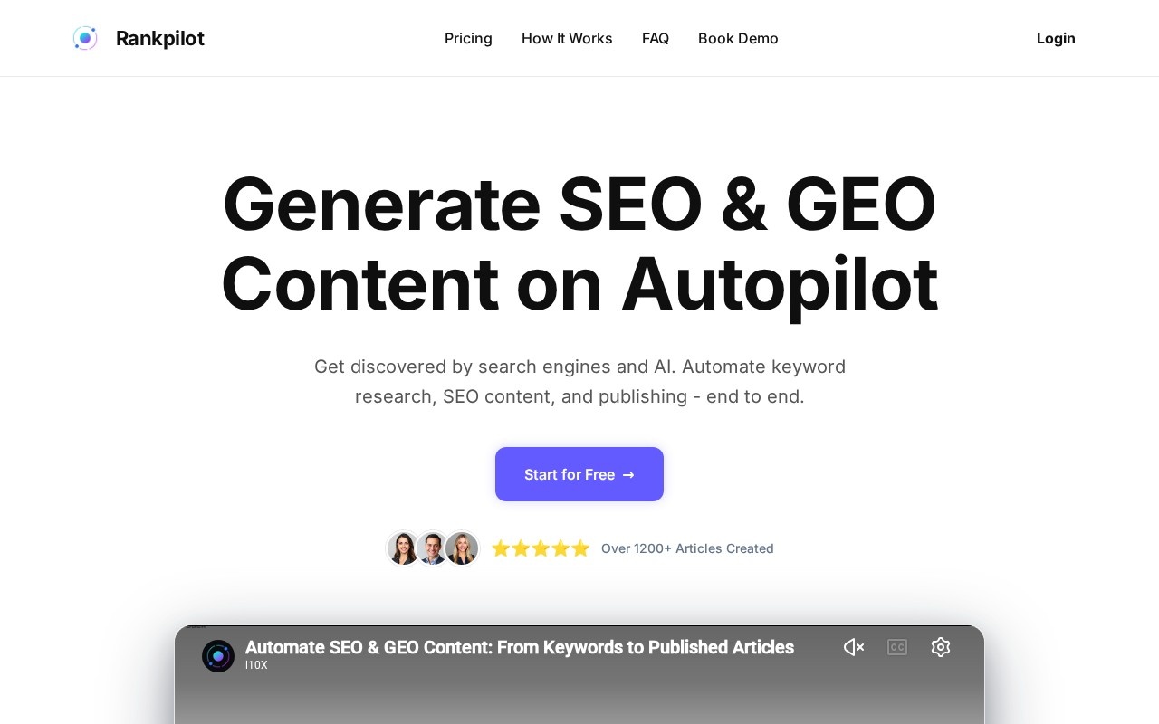 Rankpilot - Generate SEO & GEO Content on Autopilot官网截图