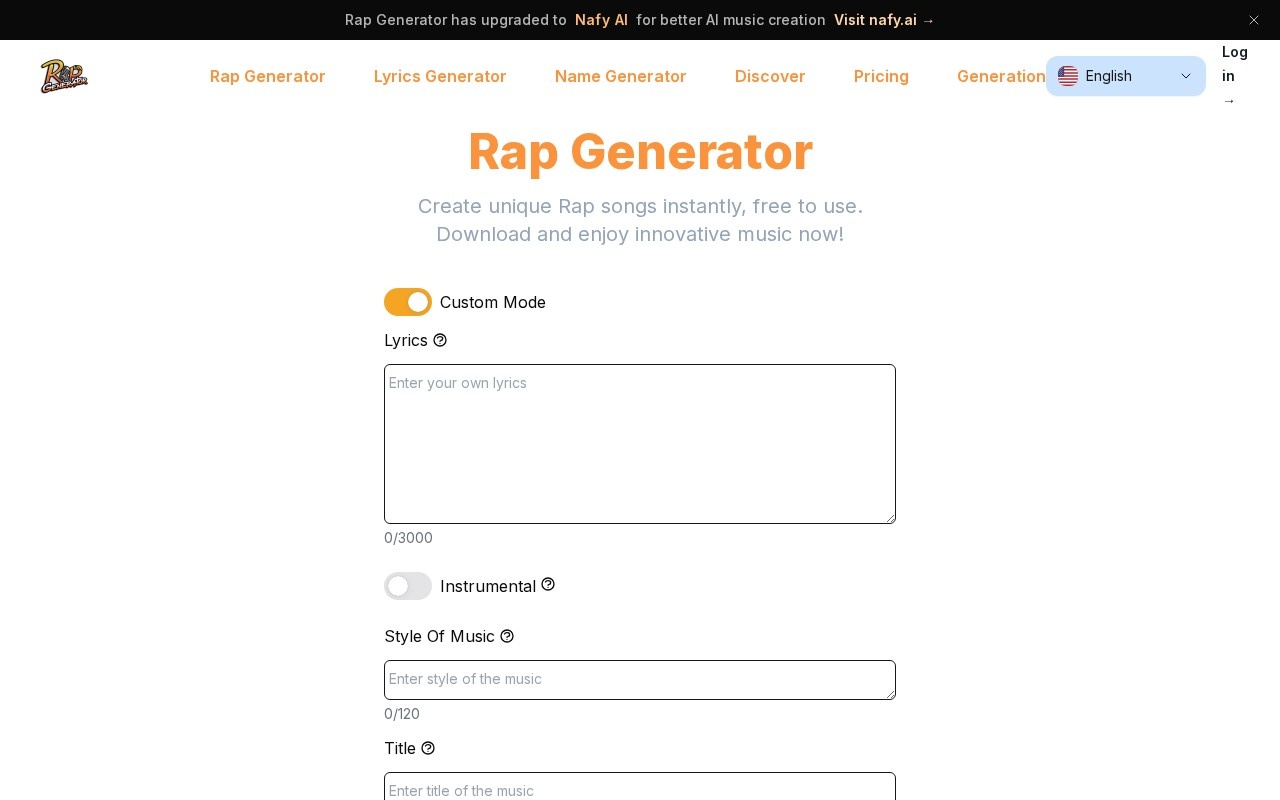 Rap Generator官网截图