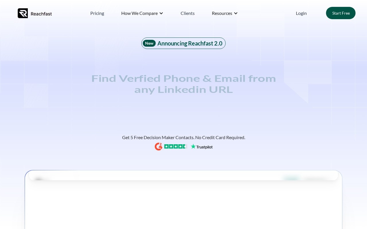 Reachfast.ai官网截图