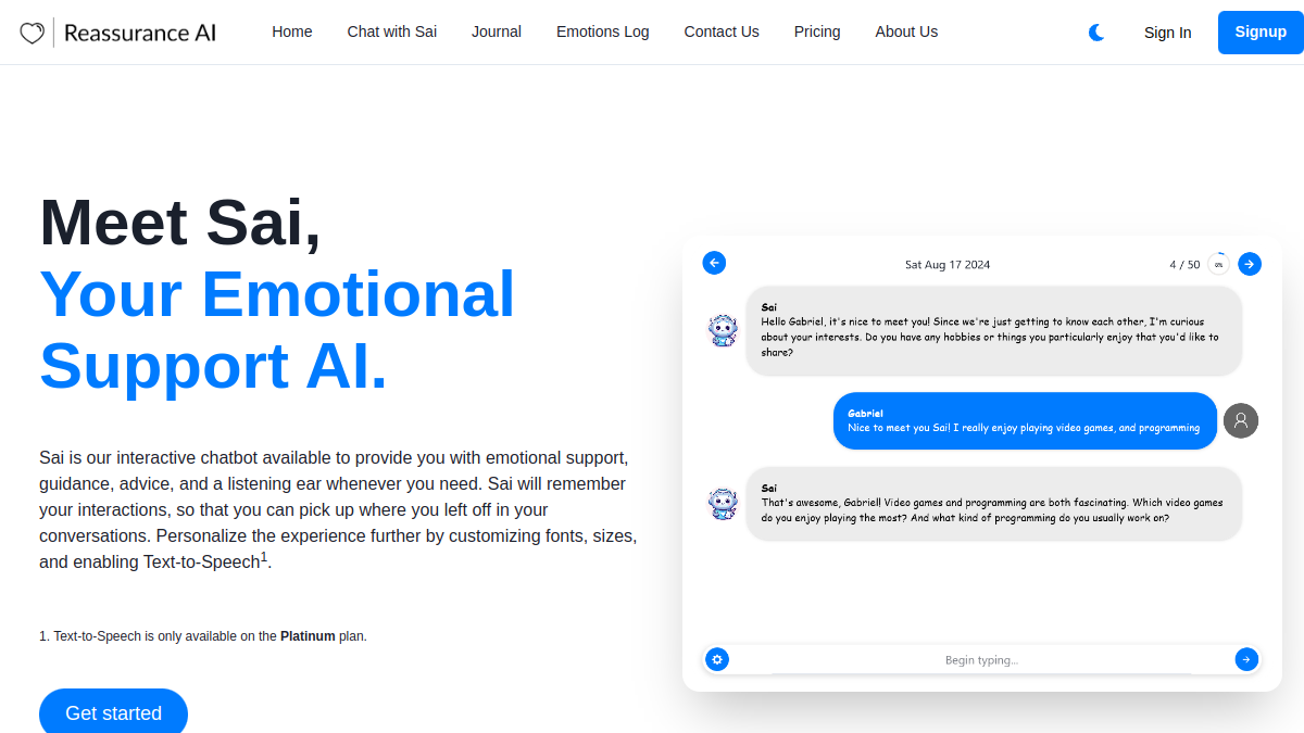 Reassurance AI (Beta)官网截图