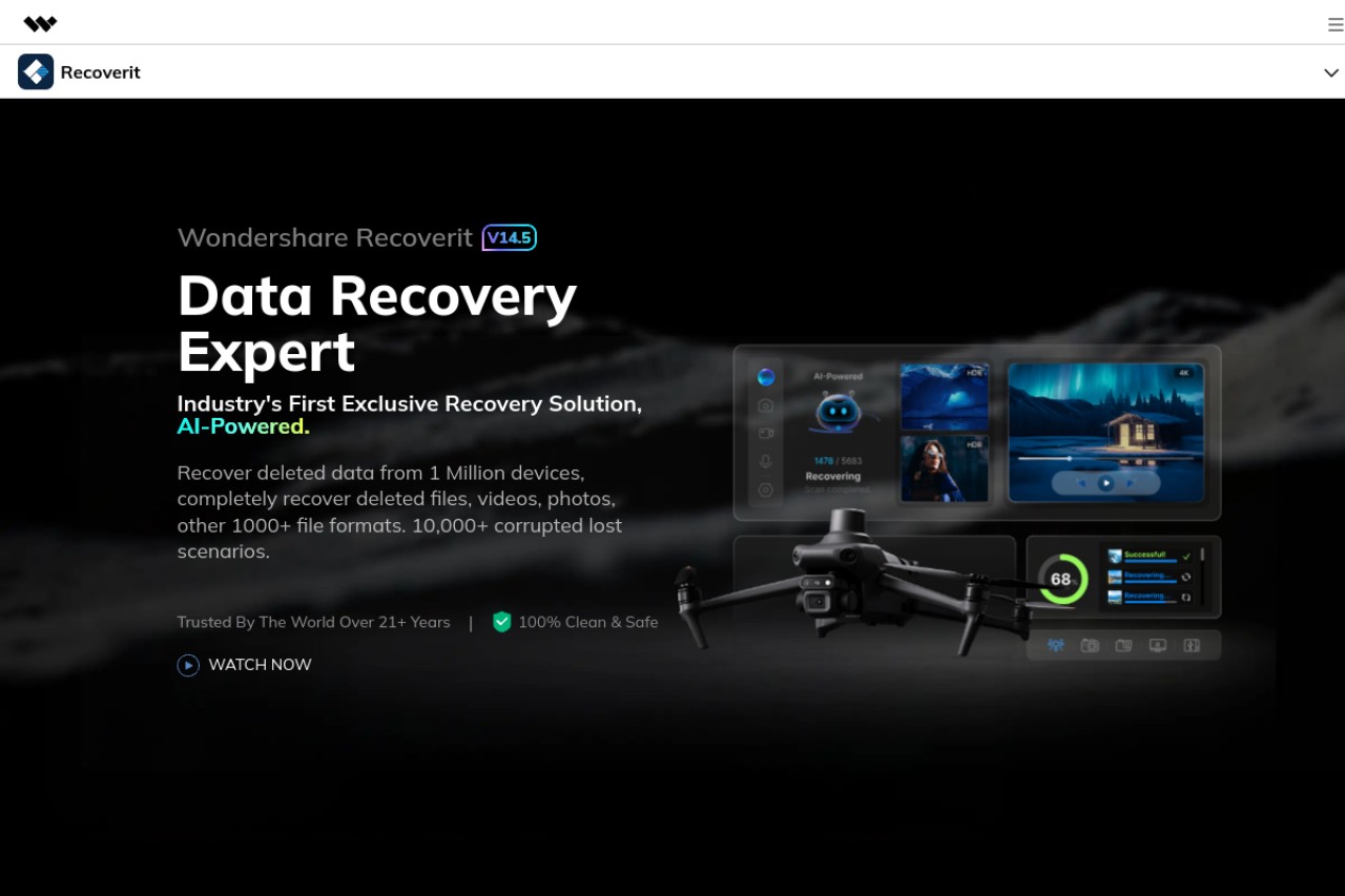 Wondershare Recoverit: AI-Powered Data Recovery &amp; Reconstruction官网截图