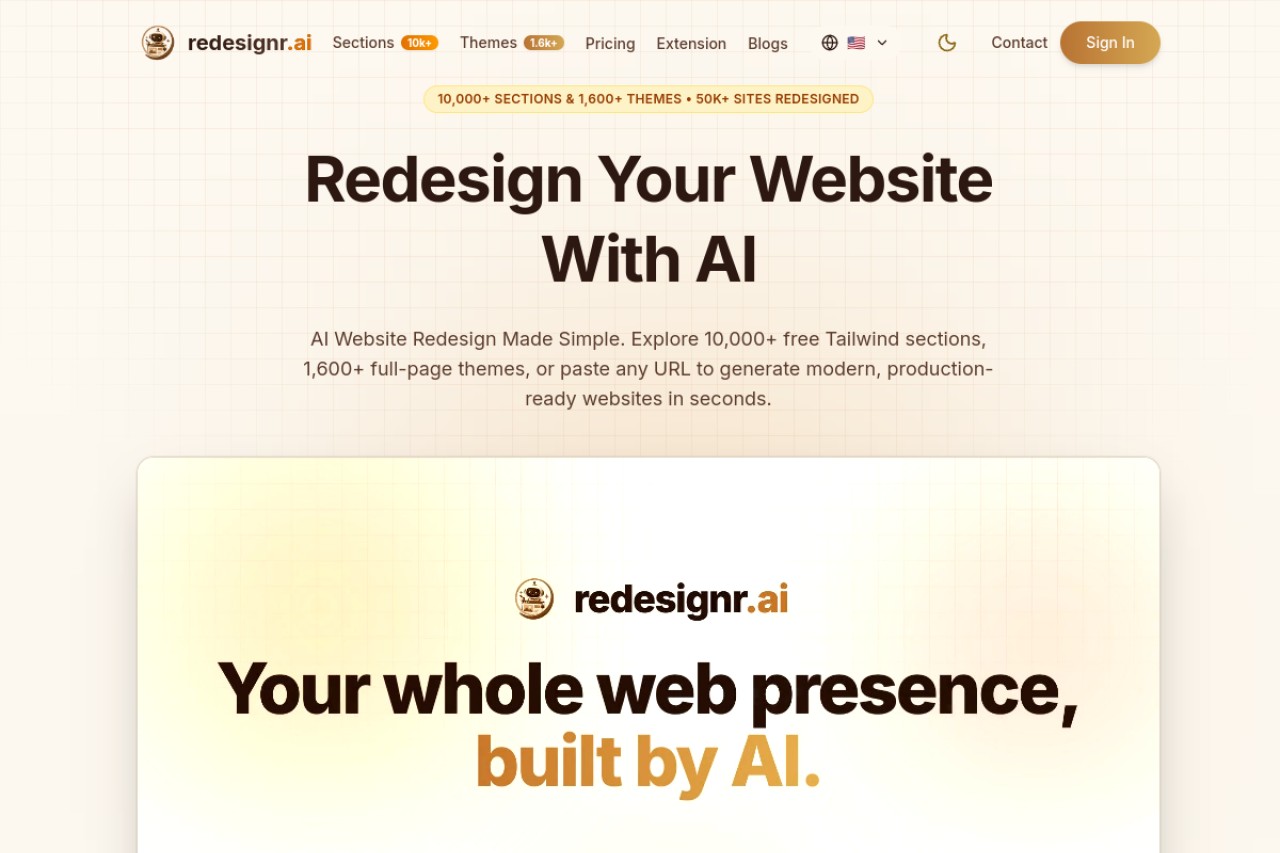Redesignr Ai - landing page builder and website redesign官网截图