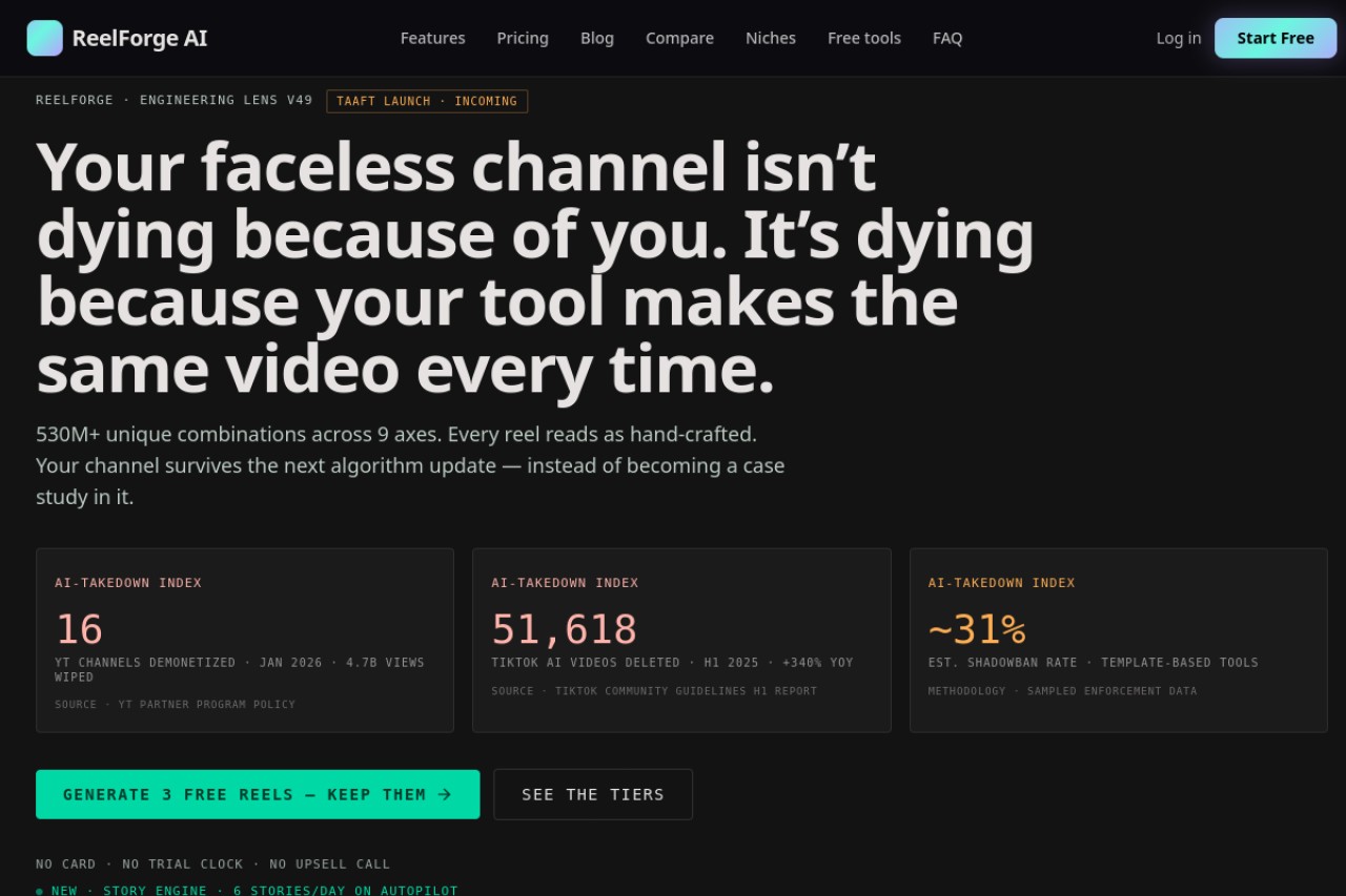 ReelforgeAI官网截图