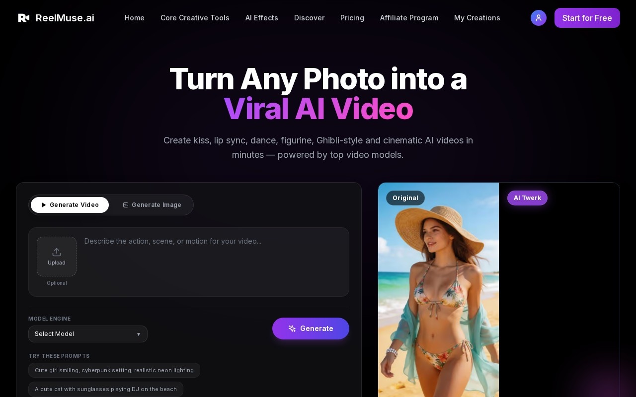 ReelMuse.ai官网截图