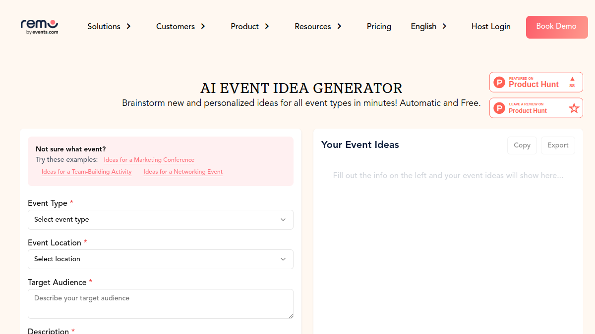 AI Event Idea Generator官网截图