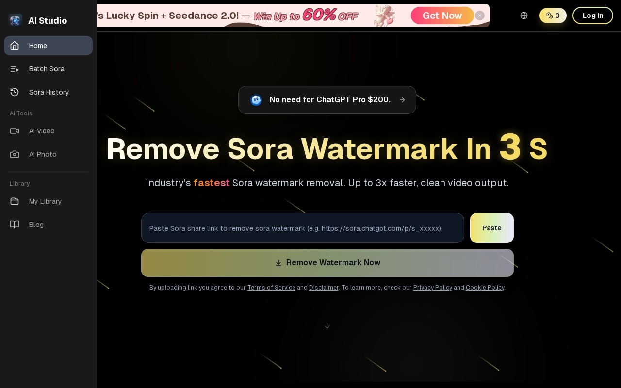 Industry's Fastest Sora Watermark Remover官网截图