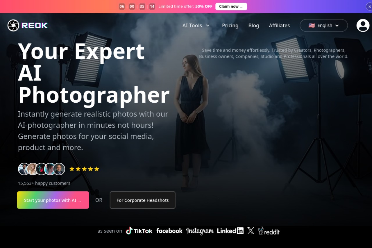 REOK AI Headshot Studio官网截图