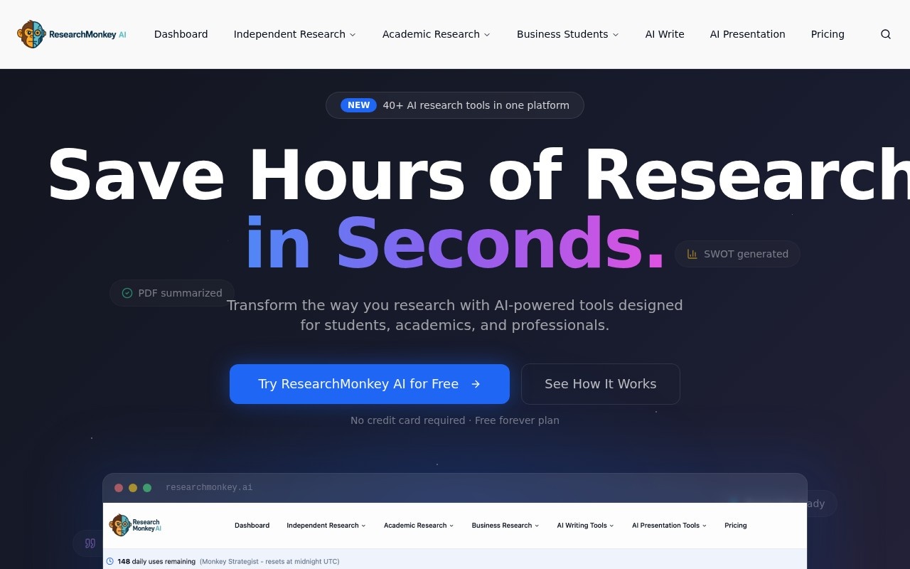 ResearchMonkey AI官网截图
