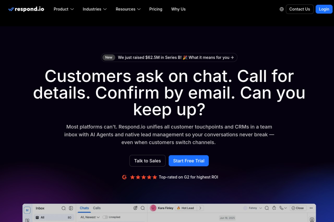 Respond.io官网截图