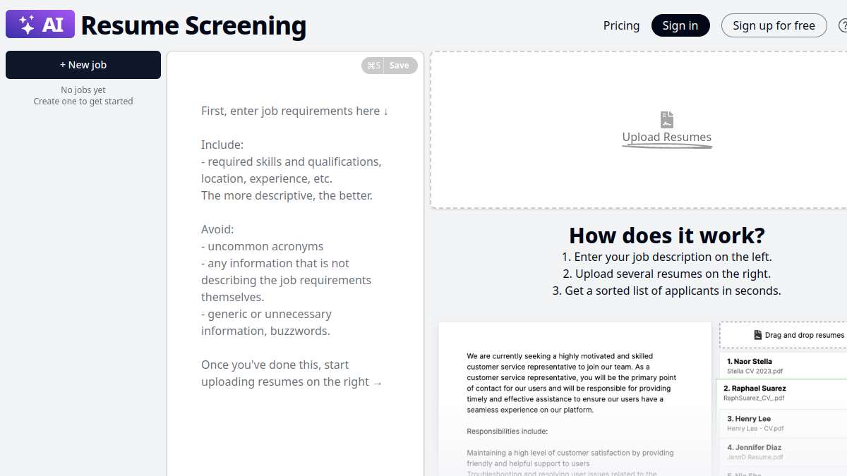 Resume Screening AI官网截图