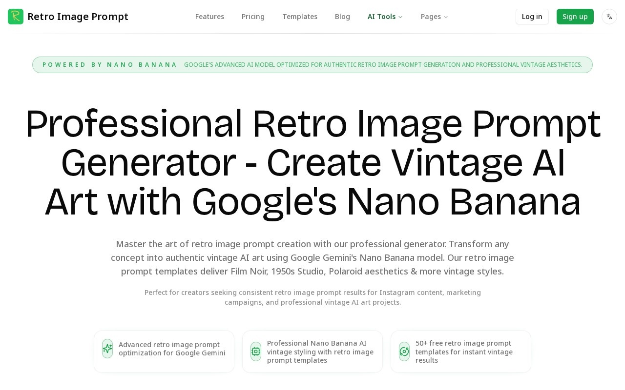 Retro Image Prompt - Nano Banana Retro Image Prompt Generator官网截图