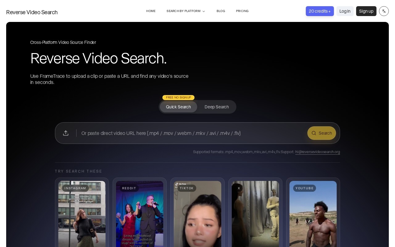FrameTrace | Reverse Video Search官网截图