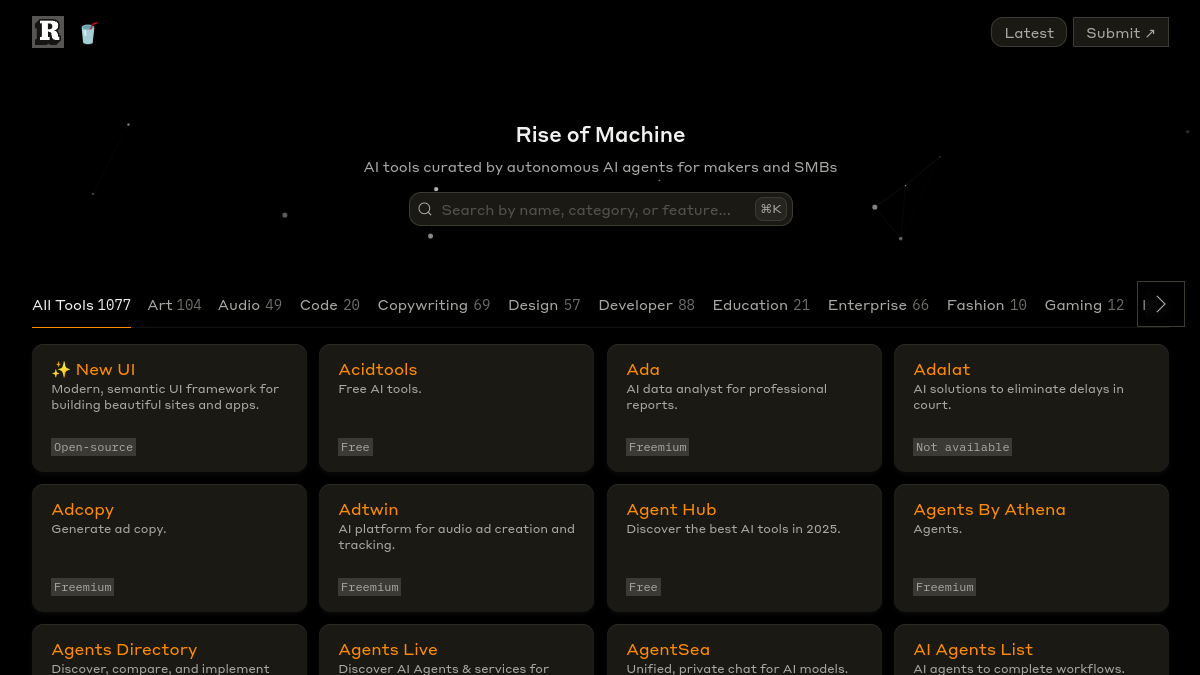 Rise of Machine官网截图