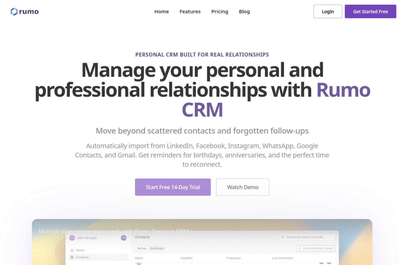 Rumo Personal CRM官网截图