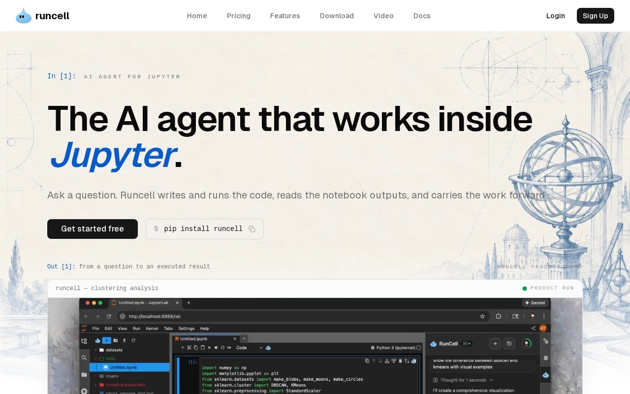 Runcell - Jupyter AI Agent官网截图