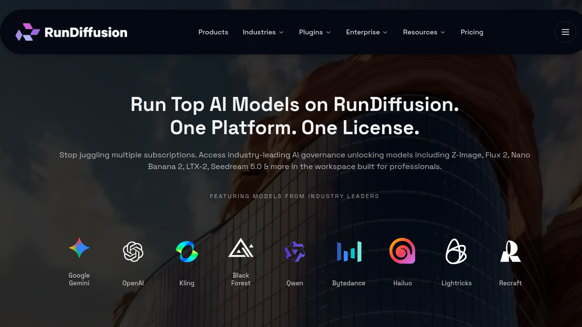 RunDiffusion官网截图