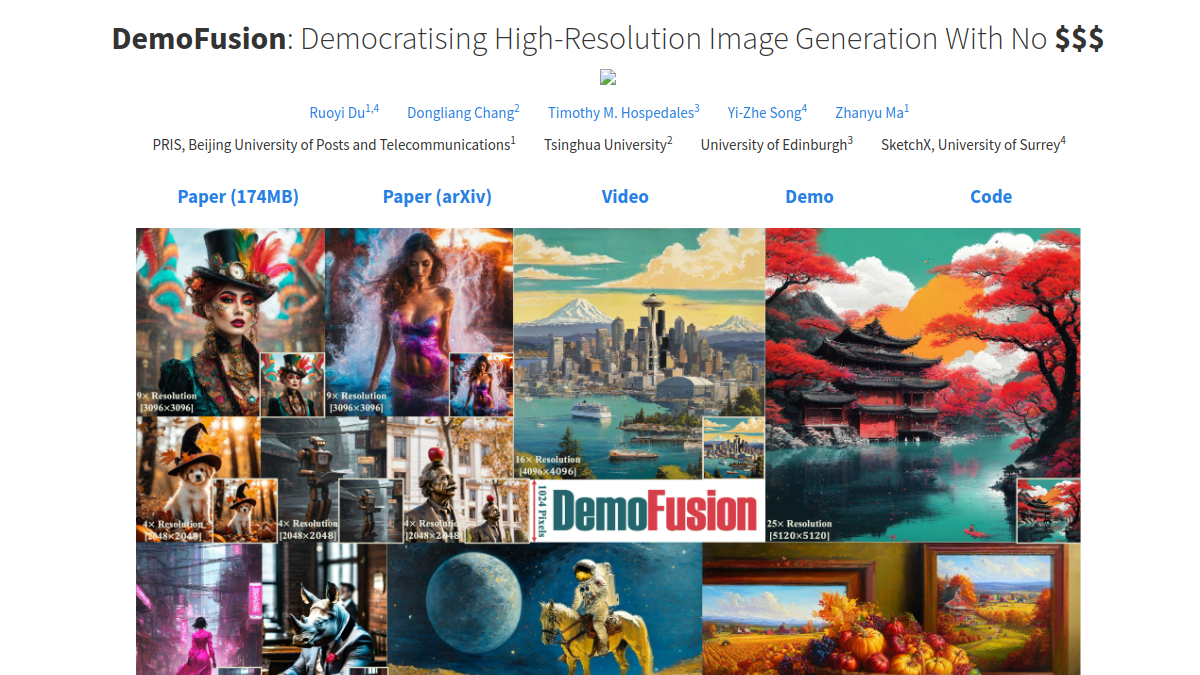 DemoFusion官网截图