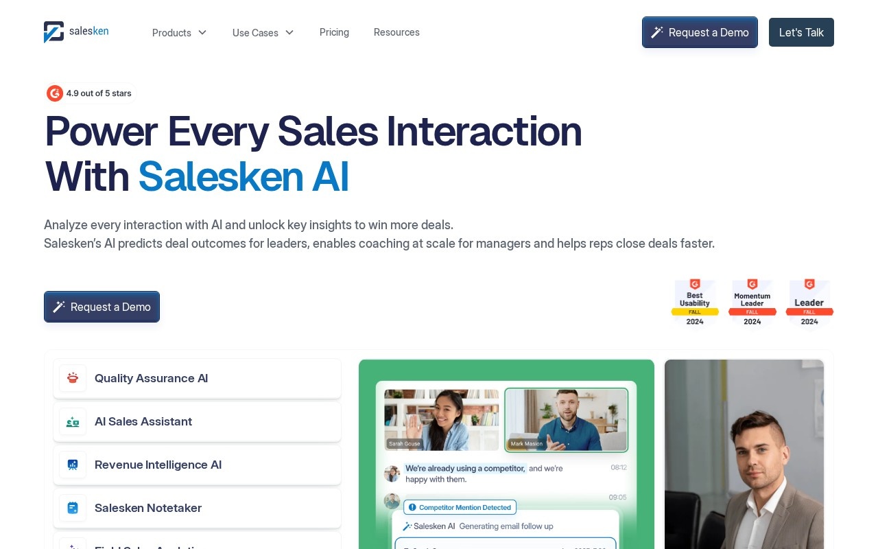 Salesken.ai官网截图